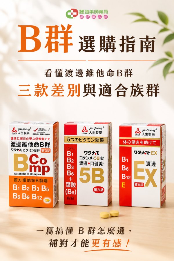 B群選購指南｜藥師教你看懂渡邊維他命B群三款差別與適合族群