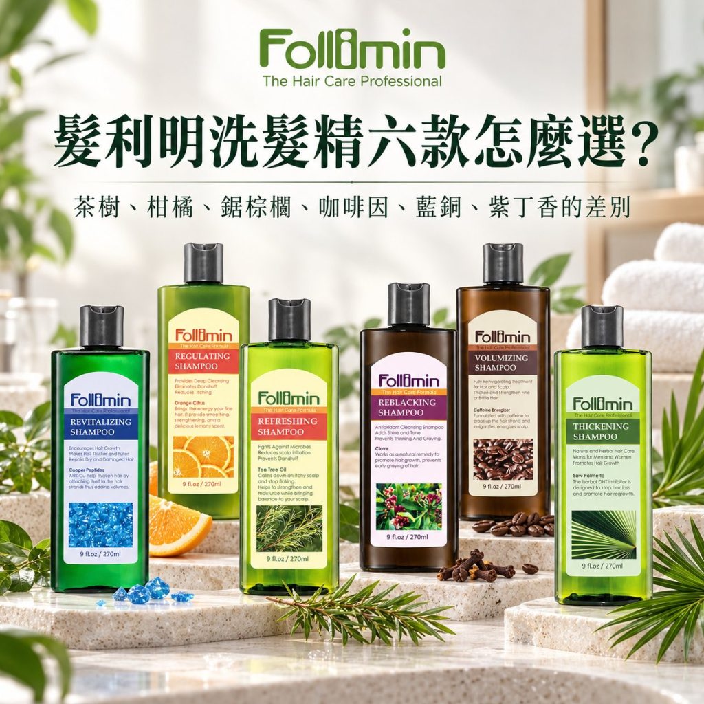 髮利明洗髮精六款怎麼選?茶樹、柑橘、鋸棕櫚、咖啡因、藍銅、紫丁香的差別