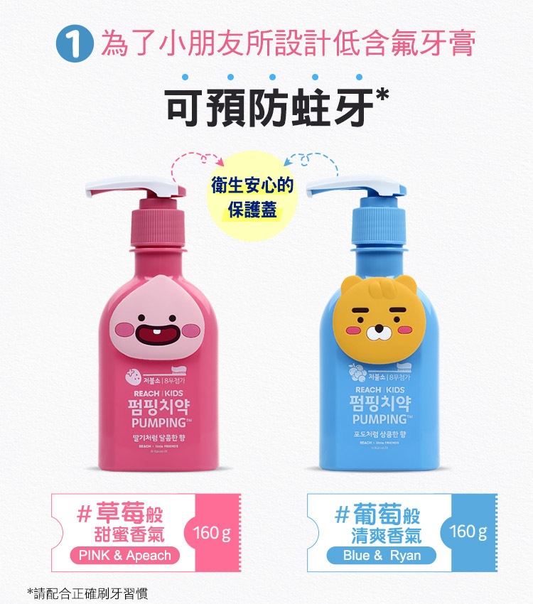 麗奇 KAKAO按壓式兒童牙膏萊恩- 葡萄