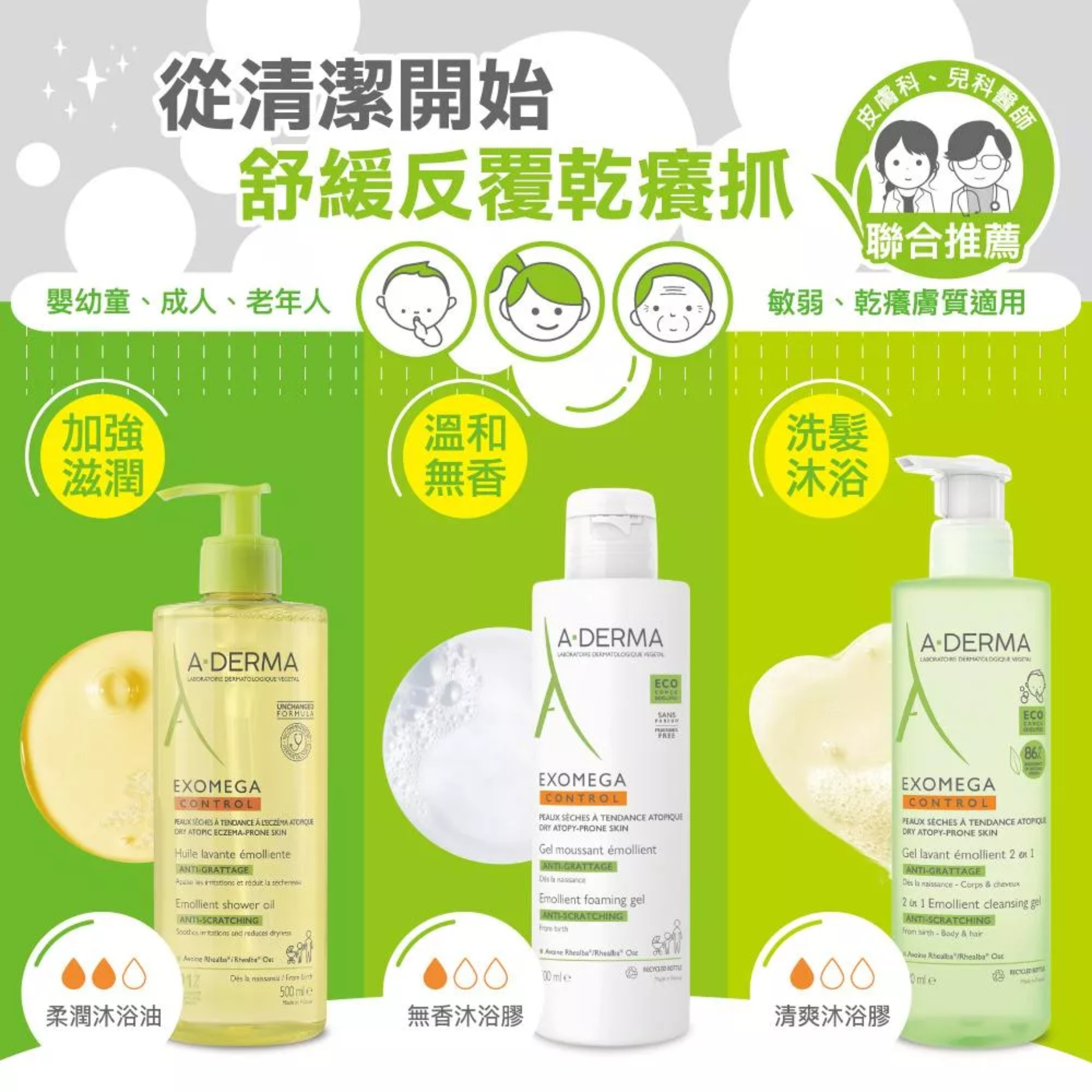 A-DERMA艾芙美 新葉益護佳洗髮沐浴精 500ml